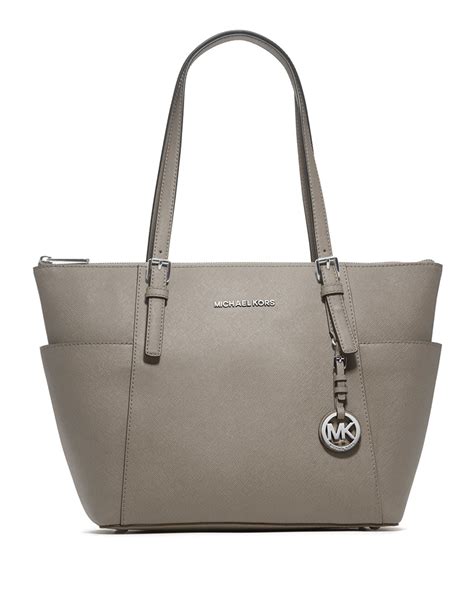 michael kors jet set saffiano tote grey|michael kors marilyn medium tote.